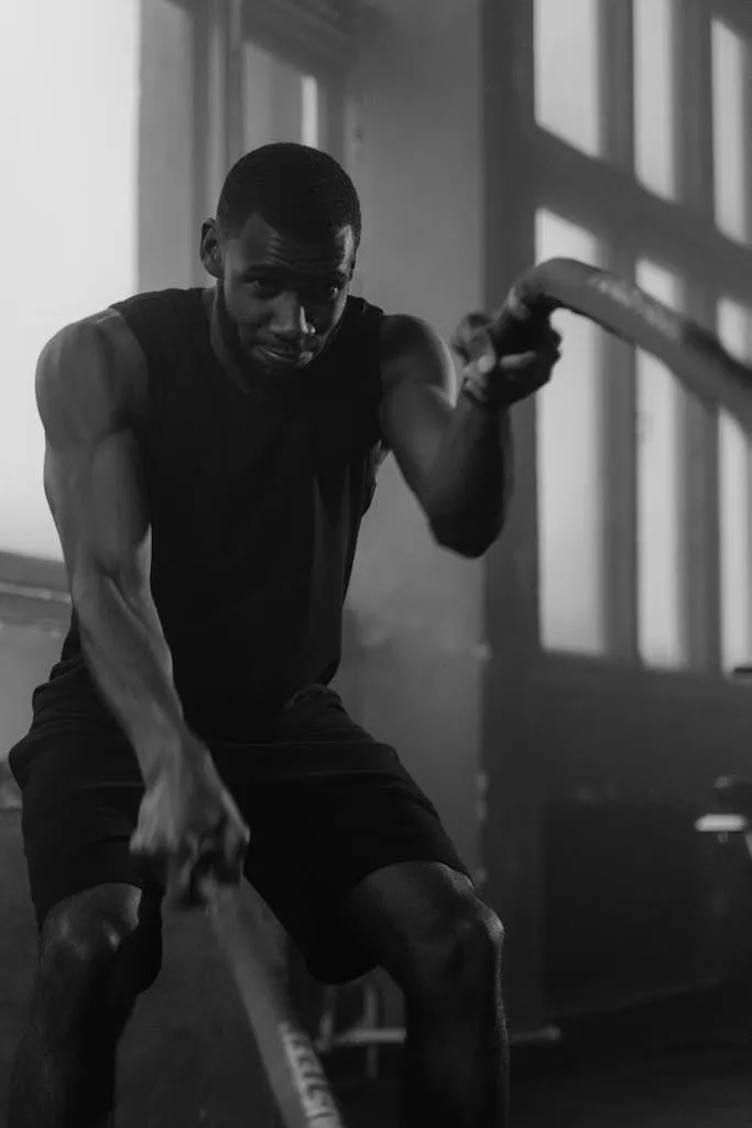 Man Doing CrossFit with Polypropylene rope