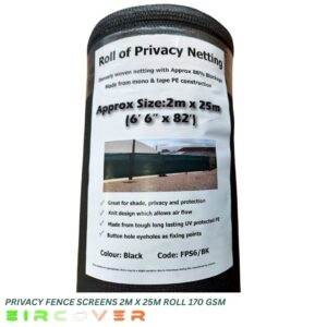 Privacy Netting Black - 2m x 25m (6'5" x 82') 170gsm