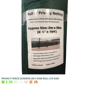 Privacy Netting Green - 2m x 50m (6'5" x 164') 170gsm