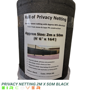 Privacy Netting Black- 2m x 50m (6'5" x 164') 170gsm