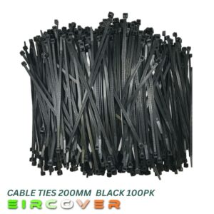Heavy Duty Black Cable Ties 4.8×200mm (100 Pack)