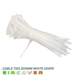 Heavy Duty White Cable Ties 4.8×200mm (100 Pack)