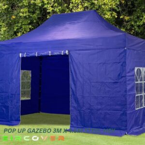Pop Up Gazebo Steel Hex 40mm 3m x 4.5m Blue