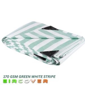 170 GSM Green / White Striped Tarpaulins